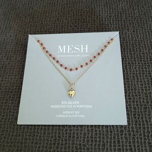 MESH Red❤️ "Splash"🌊 and Gold Heart💛 Double✌️ Necklace